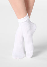 Calzino a Coste in Cotone Bio Rib - Bianco - White | Oroblù