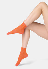 Calzino Corto in Cotone Jacquard Flowers - Rosa Salmone - Salmon | Oroblù