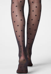 Collants transparents à motif pois Veil Dots 30 - Noir - Black | Oroblù