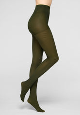 Collant opaque Vertical Rib 60 - Noir et Vert - Black/botanic | Oroblù
