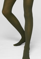 Collant opaque Vertical Rib 60 - Noir et Vert - Black/botanic | Oroblù