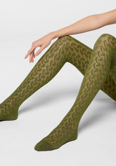Collants semi-opaques Bioderived Sneakers Wave - Vert - Botanic | Oroblù