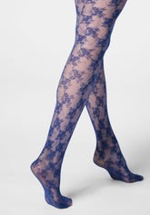 Collants semi-transparents effet dentelle à motif floral Stylish Lace 30 - Bleu Marine 2 - Marine 2 | Oroblù