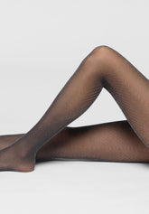 Collants Lamé semi-transparents à motif en relief Spark Texture - Noir - Black | Oroblù