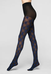 Collant semi-coprente Urban Grid 40 - Nero e Blu Marino - Black/marine | Oroblù