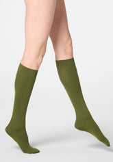 Mi-bas opaques Vertical Rib 60 - Noir et Vert - Botanic/black | Oroblù
