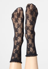 Chaussettes semi-transparentes effet dentelle à motif floral Stylish Lace 30 den - Noir - Black | Oroblù