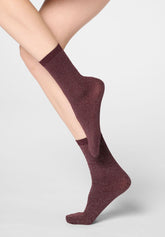 Calzino Corto Coprente Twins Duo Glitter Bipack - Bordeaux 11 - Bordeaux 11 | Oroblù