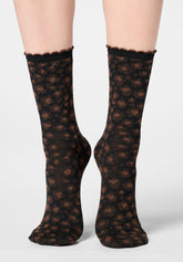 Chaussettes courtes opaques en duo Twins Floral Leopard - Chocolat 3 - Chocolate 3 | Oroblù