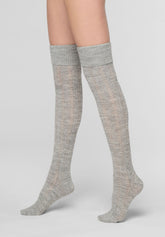 Soft Knit Openwork Over-the-Knee Socks - Grey Melange - Grey melange | Oroblù