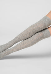 Soft Knit Openwork Over-the-Knee Socks - Grey Melange - Grey melange | Oroblù