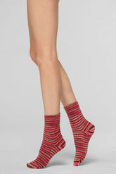 Kurze Socke Color Lines - Intensives Rot - Deep red | Oroblù