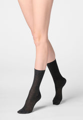Ribbed Viscose Socks Rib Glow - Anthracite - Anthracite | Oroblù