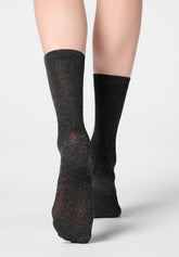Ribbed Viscose Socks Rib Glow - Anthracite - Anthracite | Oroblù