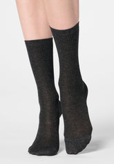 Ribbed Viscose Socks Rib Glow - Anthracite - Anthracite | Oroblù