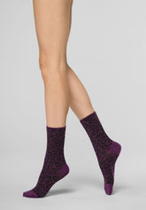 Chaussettes courtes en coton chaud avec détails Lamé Glam Spots - Violet - Violet | Oroblù