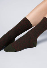 Chaussettes courtes en coton chaud avec détails Lamé Glam Spots - Vert - Green | Oroblù
