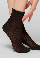 Chaussettes courtes Bloom Knit - Chocolat - Chocolate | Oroblù
