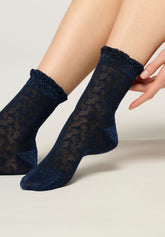 Calzino Corto Bloom Knit - Blu - Blue | Oroblù