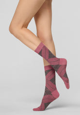 Chaussettes courtes en coton chaud Shine Check - Peony - Peony 12 | Oroblù