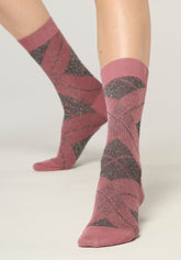 Chaussettes courtes en coton chaud Shine Check - Peony - Peony 12 | Oroblù