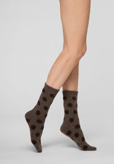 Chaussettes courtes Velvet Dots - Chocolat - Chocolate | Oroblù