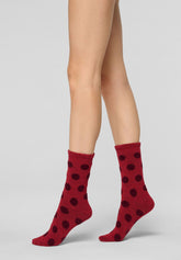 Kurze Socke Velvet Dots - Intensives Rot - Deep red | Oroblù