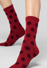 Kurze Socke Velvet Dots - Intensives Rot - Deep red | Oroblù