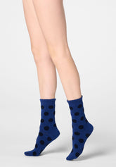 Short Socks Velvet Dots - Navy Blue 2 - Marine 2 | Oroblù