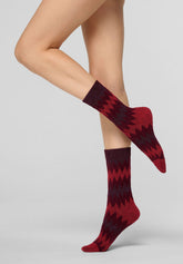 Short Socks Velvet Tweed - Intense Red - Deep red | Oroblù