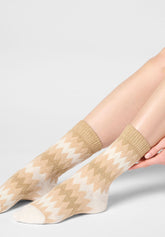 Kurze Socke Velvet Tweed - Wollweiß - Wool | Oroblù