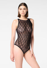 Body a Rete con Motivo Floreale Rosy Net - Nero - Black | Oroblù
