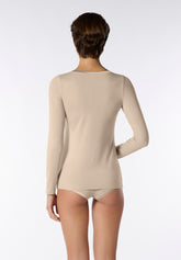Maglia Manica Lunga in Cotone e Modal Perfect Line Cotton - Sabbia - Sand | Oroblù