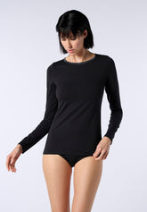 Maglia Manica Lunga in Cotone e Modal Perfect Line Cotton - Nero - Black | Oroblù