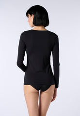 Maglia Manica Lunga in Cotone e Modal Perfect Line Cotton - Nero - Black | Oroblù