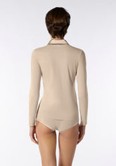 Maglia Polo Manica Lunga in Cotone e Modal Perfect Line Cotton - Sabbia - Sand | Oroblù