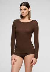 Maglia Manica Lunga in Micromodal e Cashmere Perfect Cashmere - Cioccolato 3 - Chocolate 3 | Oroblù