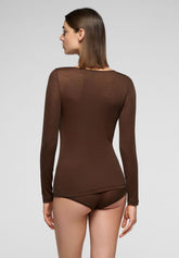 Maglia Manica Lunga in Micromodal e Cashmere Perfect Cashmere - Cioccolato 3 - Chocolate 3 | Oroblù
