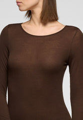 Maglia Manica Lunga in Micromodal e Cashmere Perfect Cashmere - Cioccolato 3 - Chocolate 3 | Oroblù