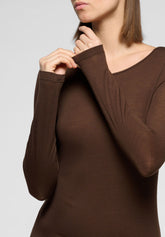 Maglia Manica Lunga in Micromodal e Cashmere Perfect Cashmere - Cioccolato 3 - Chocolate 3 | Oroblù