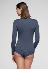 Micromodal and Cashmere Long Sleeve Sweater Perfect Cashmere - Metal - Metal 2 | Oroblù