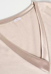 Maglia Scollo V Manica Lunga in Cotone e Modal Perfect Line Cotton - Sabbia - Sand | Oroblù