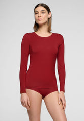 Maglia Girocollo Manica Lunga in Modal Elasticizzato Perfect Line - Rosso Intenso - Deep red | Oroblù