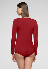 Maglia Girocollo Manica Lunga in Modal Elasticizzato Perfect Line - Rosso Intenso - Deep red | Oroblù