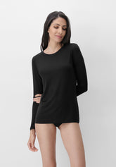 Maglia Girocollo Manica Lunga in Modal Elasticizzato Perfect Line - Nero - Black | Oroblù