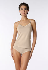 Top Spalla Sottile in Cotone e Modal Perfect Line Cotton - Sabbia - Sand | Oroblù