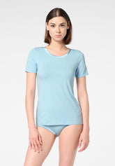 Maglia Manica Corta in Cotone e Modal Perfect Line Cotton - Azzurro Cielo 8 - Sky 8 | Oroblù
