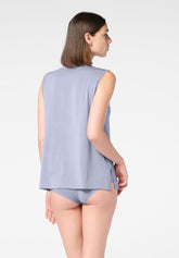 Top Scollo V in Modal Elasticizzato Perfect Line Modal - Azzurro Grigio - Crystal grey | Oroblù