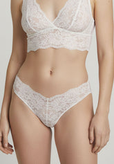Slip Brasiliano in Pizzo Elasticizzato Lacewear - Beige Seta - Silk | Oroblù